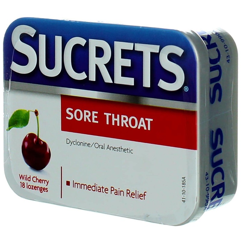 Sucrets Classic Sore Throat Lozenges, Wild Cherry, 18 Count