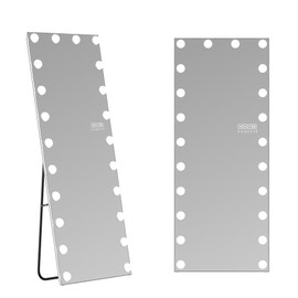 VANITII 63"X 25" Full Length Mirror with Bulbs Lights Bluetooth Speaker Tempered Glass Full Body Mirror Floor Mirror with 22 LED Bulbs 3 Colors Dimmable Light