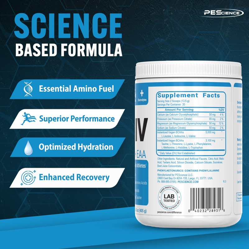 PEScience Amino IV BCAA & EAA Powder, Essential Amino Acids,