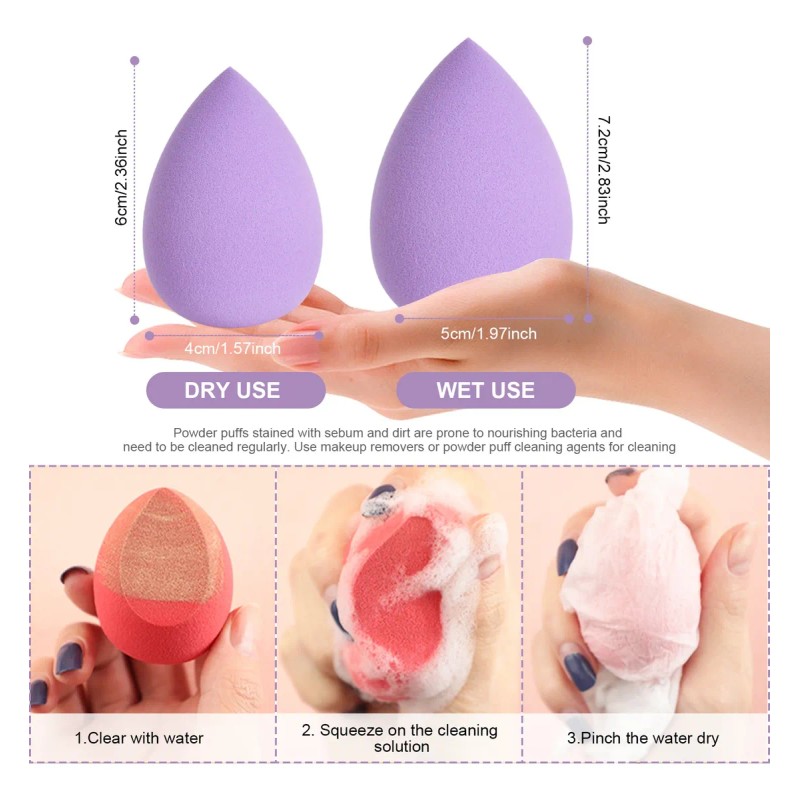 Kit Esponja De Maquillaje Base Rubor 8 Piezas Con Caja