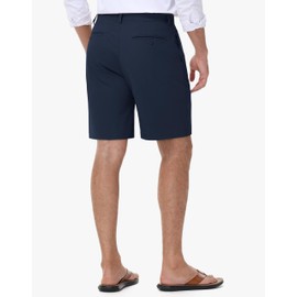 JWM Men's 7" Stretch Khaki Golf Shorts - Chino Casual Summer Dress Polo Walking Cotton Flat Front Shorts with Zip Pocket