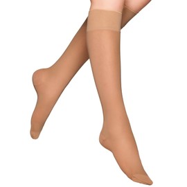 Vogue Support Knee 40 Denier Medium Support Knee Socks Ladies 1 Pair, Beige (9227 Suntan)