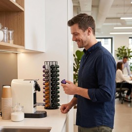 Coffee Pod Holder for Nespresso OriginalLine, Coffee Pod Storage Organizer 360 Degree Rotatable Capsules Carousel for Nespresso, for Home Bar Countertop (60 pods)