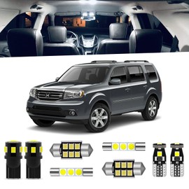ENDPAGE 17-Pieces Pilot LED Interior Light Kit for Honda Pilot 2009 2010 2011 2012 2013 2014 2015 White 6000K Interior LED Lighting Package + License Plate Lights, Install Tool