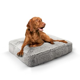 Bessie and Barnie Rectangle Dog Bed - Extra Plush Faux Fur Dog Bean Bag Bed - Fluffy Dog Beds for Large Dogs - Waterproof Lining and Removable Washable Cover - Multiple Sizes & Colors Available