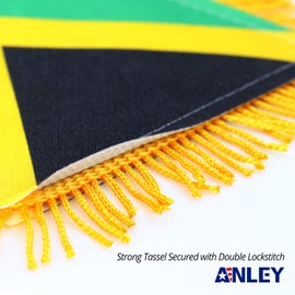 Anley 4 X 6 Inch Jamaica Fringy Window Hanging Flag - Mini Flag Banner & Car Rearview Mirror Décor - Fringed & Double Sided - Jamaica Hanging Flag with Suction Cup
