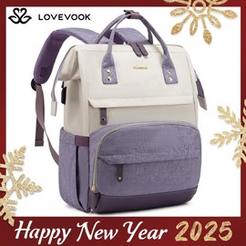 LOVEVOOK New Year  15.6-17.3 Laptop Backpack for Women, Backpack Purse for Girls with Anti-Theft Pocket, Travel Backpack for Girls with USB Port, Carry On Bag for Teacher, Nurse and College. - Color: Beige-grey, Size: 15.6"