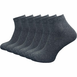 GAWILO Men's Quarter Socks Made of 100% Pure Cotton (6 Pairs | 10 Pairs) | Short & Thin Socks | Without Pressing Seam Over the Toes, Grey | 6 Pairs, 43 - 46