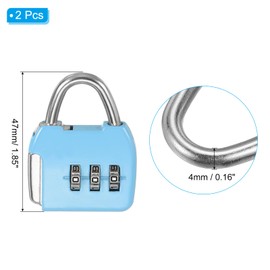 PATIKIL Security Steel Cable with 3 Digit Combination Lock, 2 Set Travel Padlock 1.6Ft Coated Safety Wire Rope Double Loop for Luggage Suitcase, Sky Blue