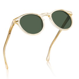 CARFIA Small Face Polarized Sunglasses for Women UV Protection Round Acetate Driving Shades Vintage Retro Style