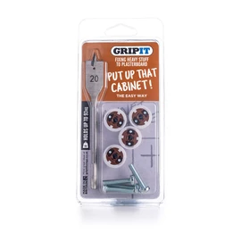 Gripit GPCABINETKIT Complete Cabinet / Cupboard Fixing Kit - Includes Drill Bit - Supports Heavy Loads on Plasterboard Walls Up To 93kg, Brown