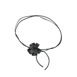 collezione alessandro Binding Belt Flower Leather Strap with Genuine Leather Blossom, black