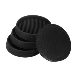 M METERXITY 4-Pack Furniture Coasters Cups, 3" Round Rubber Anti Slide Floor Protector Pads for Sofa Chair/Piano Stopper, Furniture Caster Leg Non Slip Feet Cups [Black]