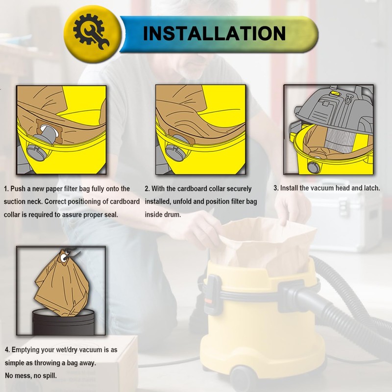 SpaceTent 6 Pack DXVA19-4101 Disposable Filter Bags for DEWALT 6,