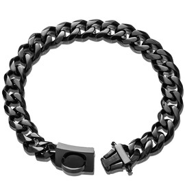 Dog Chain Collar Walking Collar with Design Secure Buckle 19MM Black Cuban Link Strong Heavy Duty Chew Proof Chain(19MM, 10")