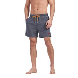 Ougelebo Mens Swimming Shorts Swim Trunks 2 in 1 Quick Dry Swim Shorts Men with Compression Waterproof Swimming Trunks with Zip Pockets Grey XL