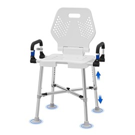 Shower Chair for Seniros Elderly Handicap Disabled or Bariatric Adults with Arms and Back, Bench Seat for Inside Shower stall and Bathroom Bath Tub Seats Adjustable Stool Heavy Duty 500 lbs sit Chairs