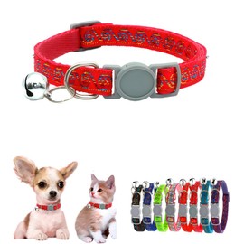 Hot Pink Bell Collar for Small Dogs, Puppy Collar Girl, Breakaway Kitten Bell Collar Safety Buckle Soft Nylon Adjustable for XXS Xs Small Pet Cat Dogs Animal Litter Tiny,Neck 7.5-12.6 inch