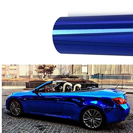 Chrome Mirror Vinyl Film Wrap Sticker Decal Stretchable Reflective Free Tool Kit (Blue, 120" x 60" / 10FT x 5FT)