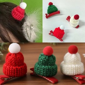 Christmas baker hat hair clip Santa hat Rudolph hair clip claw clip accessory beanie knit hat decoration / 크리스마스 빵모자 삔 산타 모자 루돌프 헤어핀 집게핀 악세서리 비니 니트 모자 장식