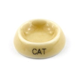 MyTinyWorld Dolls House Miniature Beige Handmade Ceramic Cat Bowl