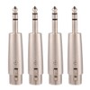4Pcs 3-Pin Silver XLR Female to Stereo 6.35mm 1/4 Inch