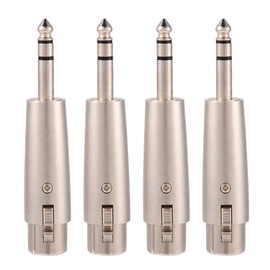 4Pcs 3-Pin Silver XLR Female to Stereo 6.35mm 1/4 Inch Plug Audio Micrófono Adaptador de micrófono Conector para conexión de cable de audio XLR de micrófonos, reproductores, guitarras, etc.
