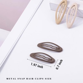 Cptots 20PCS Oval Metal Snap Clips for Women No Slip Small Barrettes for Thin Fine Hair,Matte Black Brown Beige