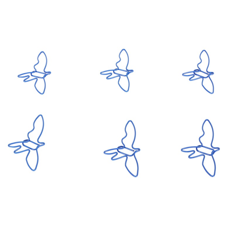 100pcs Blue Birds Paper Clips Creatively Cute Plated Metal Bookmark