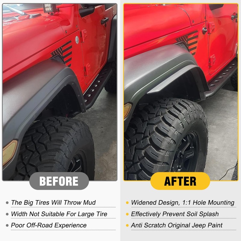 Nilight Fender Flares Extensions Set fit for 2018 2019 2020