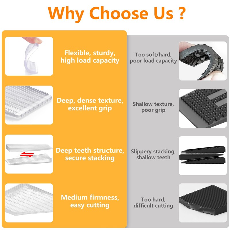 Flexible Plastic Shims 12pcs Kit Size Variety | Clear Leveling
