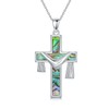 JKR Christian Shroud Cross Necklace for Women Sterling Silver Abalone