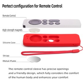 Silicone Remote Case for Apple TV 4K 2nd Gen 2021 Siri Remote Anti-Slip Durable Silicone Cover Magnetic Protective Sleeve Shockproof Remote Case(Blue)