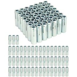 QWORK Drop-in Anchor, 100 Pcs 3/8"-16 Inner Female Thread Expansion Anchor, Zinc Plated Surface Drop in Anchors for Solid Concrete(Only)