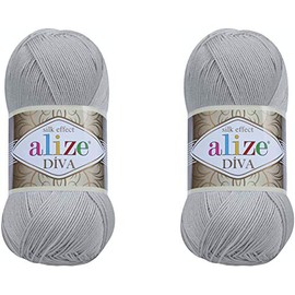 Alize Diva Silky Effect 100% Microfiber Acrylic Yarn Crochet Art Lace Craft 2 Balls 200g 760m Hand Knitting Yarn (355)
