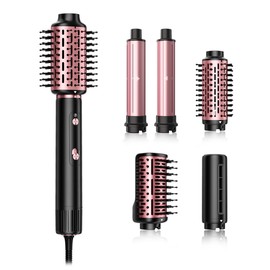 SKIMI Hot Air Styler and Blow Dryer Brush with 110,000 RPM Brushless Motor for Quick Drying, Curling, Volumizing & Straightening (Black & Blush Gold)