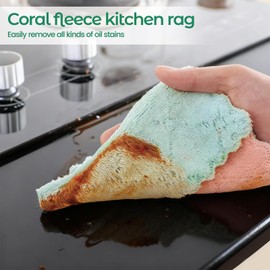 10PCS Super Absorbent Dish Towels, Microfiber Coral Fleece Cleaning Cloths