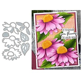 Plant Coneflower Metal Die Cuts, Daisy Flowers Leaves Cutting Dies Cut Stencils for DIY Scrapbooking Album Embossing Paper Card Making