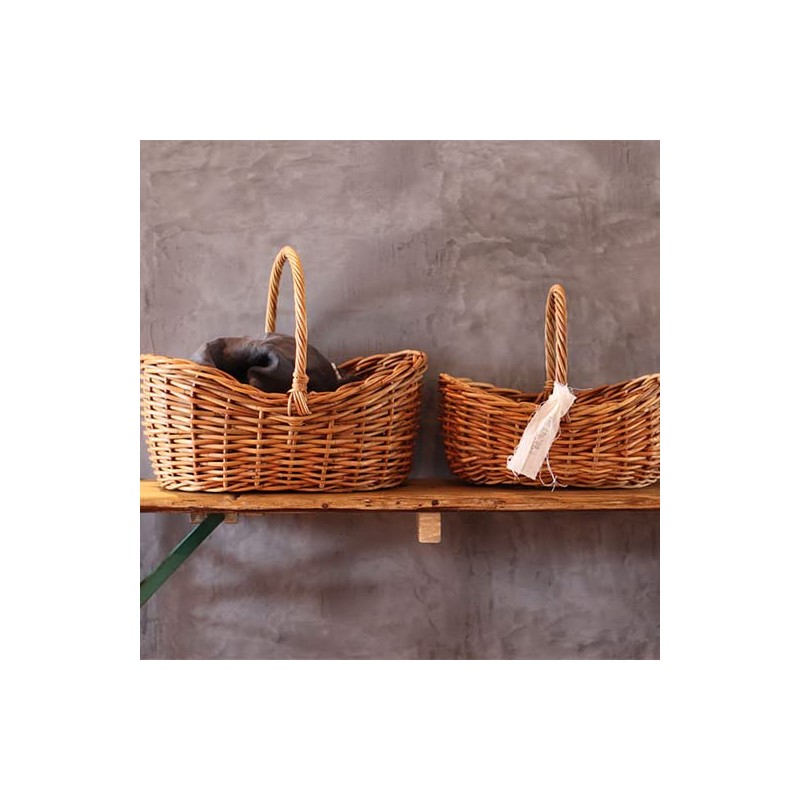 Boat basket with natural leather with nice flavor, Small Size