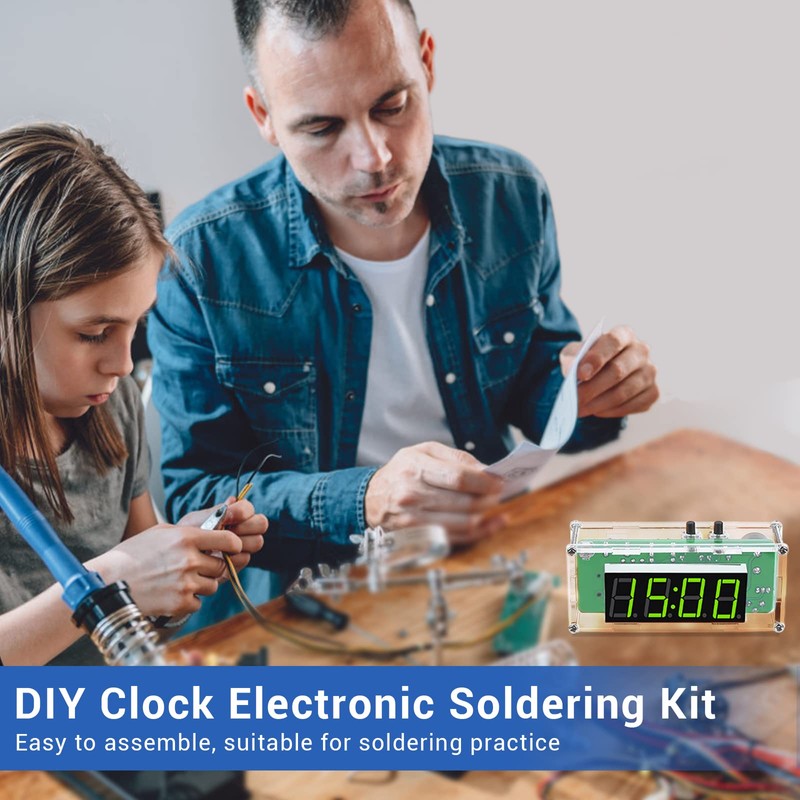 MiOYOOW TJ-56-428 4-Digit Digital DIY Clock Kits with Acrylic Shell,