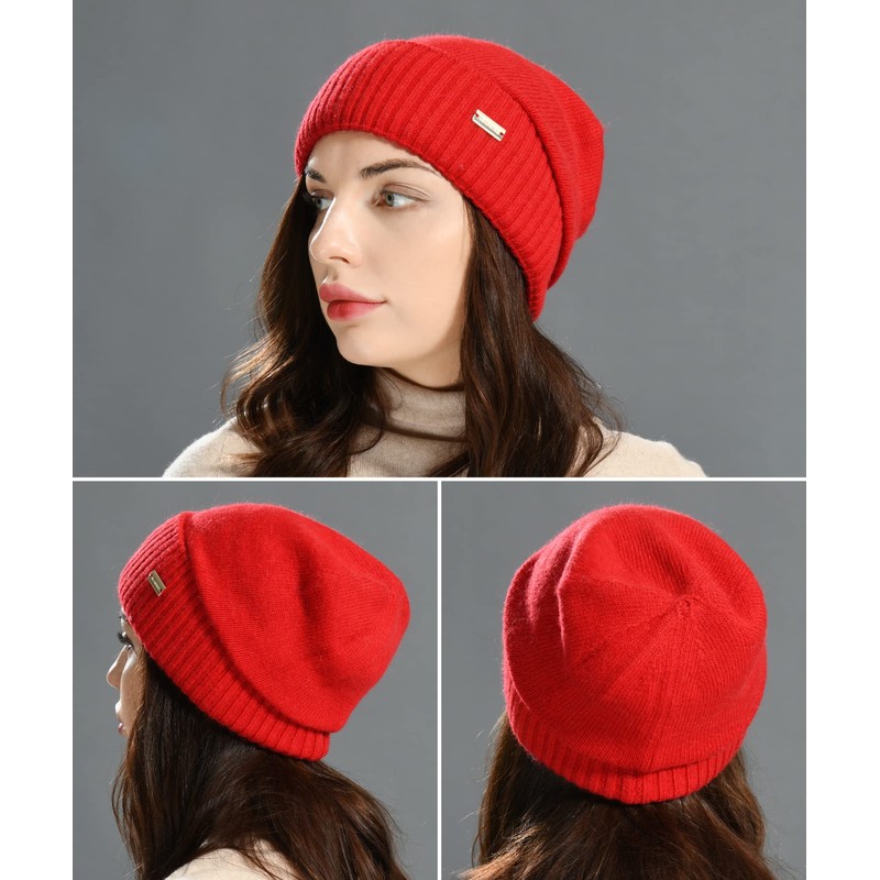 jaxmonoy Cashmere Slouchy Beanies for Women Winter Lightweight Girls Wool
