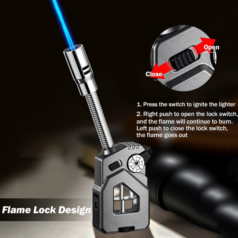 Jet Torch Lighter, Butane Refillable Lighter with Punch, Candle Long