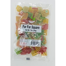 Desi Kitchen Far Far/Fryums Wheat Pellet Uncooked, great substitute of papadam/Square Cut, 200gm (7oz)