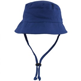 Faith & Sarah Kids Baby Sun Hat with Toggle Chin Strap - Boy or Girl Wide Brim Baby Bucket Hats Royal Blue 12-18 Months