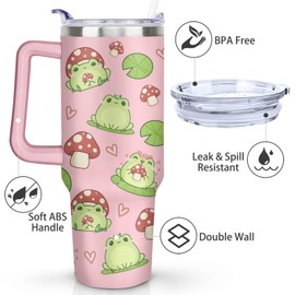 wxmbdzq 40 oz Frog Tumbler with Handle and Straw Lid,Leak Proof Travel Stainless Insulated Tumbler,Cup Holder Friendly,Perfect for Outdoor Travel Car and Sports