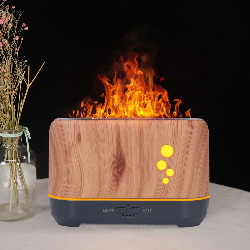 200ML Aromatherapy Diffuser Hollow Flame with Ambience Light Remote Control