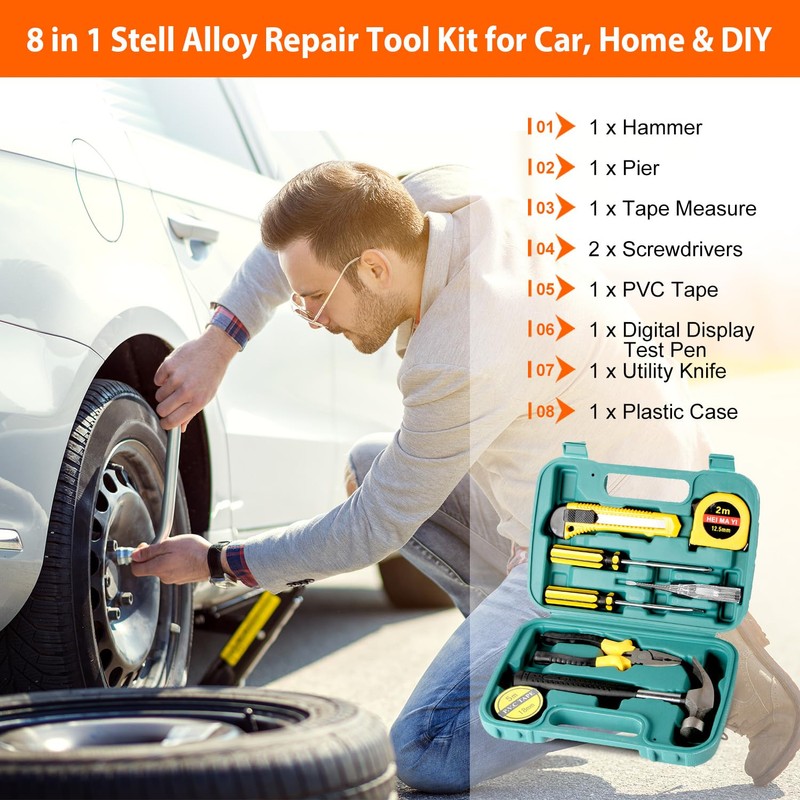 Car Emergency Kit with Air Compressor,Roadside Emergency Car Kit for