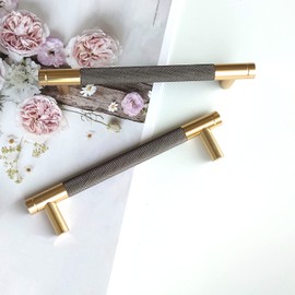 10 Pack Cabinet Handles, Gold Modern Handles, Furniture Handles, 128 mm, Hole Spacing, Door Handles, Kitchen Drawer Handles, Vintage Handles for Kitchen Cupboards, Chest of Drawers (golden grey)