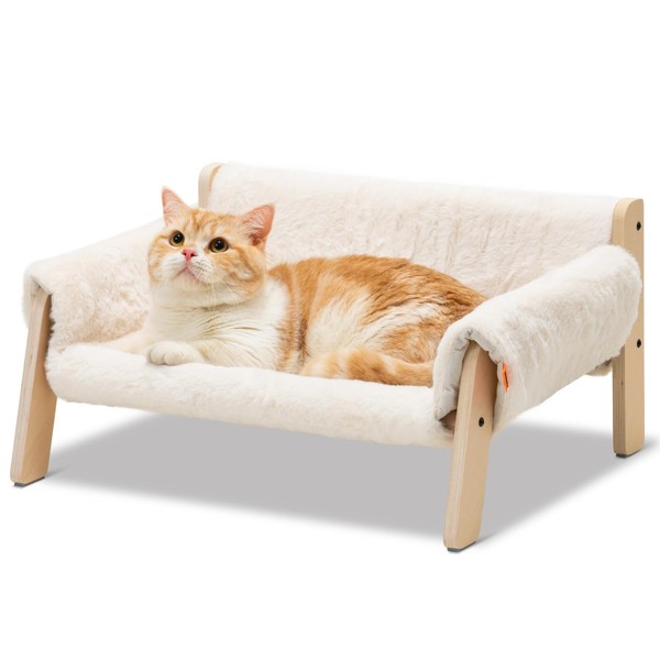 MEWOOFUN Cat Couch Bed, Pet Sofa for Indoor Cats Wooden