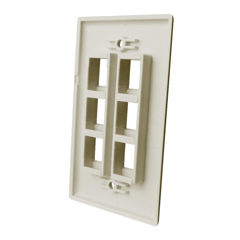 Keystone Wall Plate for 6 Jacks (Light Almond)